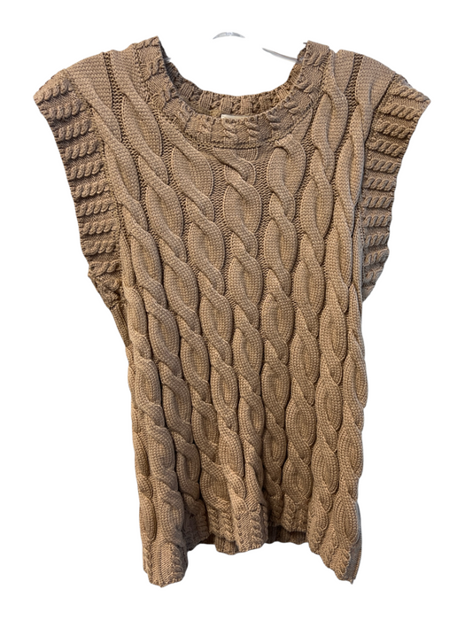 Elie Tahari Size S Brown Viscose Cable Knit Round Neck Sleeveless Sweater Brown / S