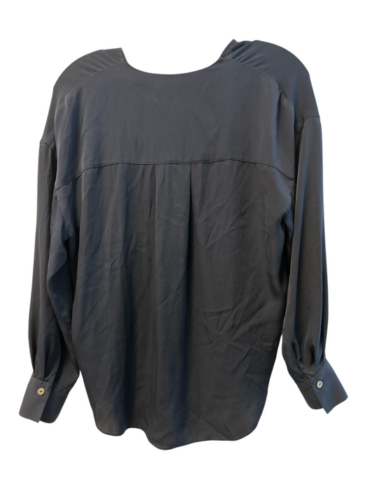 Vince Size XS Navy Silk V Neck Long Sleeve Pleat Top Navy / XS