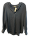 Vince Size XS Navy Silk V Neck Long Sleeve Pleat Top Navy / XS