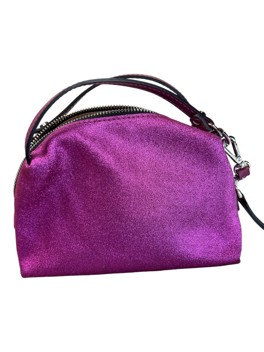 Gianni Chiarini Purple Leather Glitter Zip Close Cross Body Strap Bag Purple / Mini