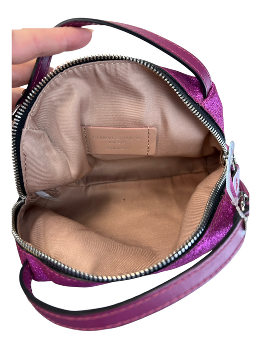 Gianni Chiarini Purple Leather Glitter Zip Close Cross Body Strap Bag Purple / Mini
