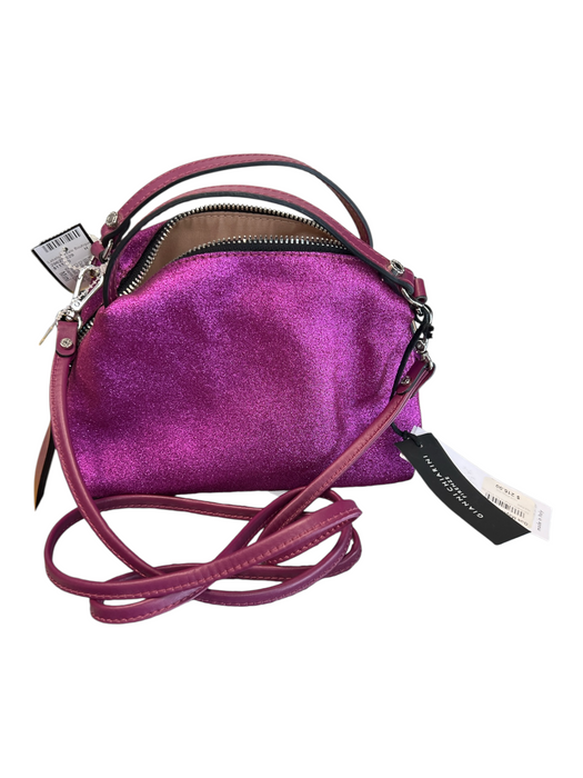 Gianni Chiarini Purple Leather Glitter Zip Close Cross Body Strap Bag Purple / Mini
