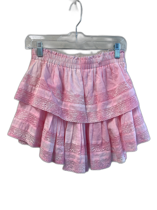 Love Shack Fancy Size P Pink Cotton Gauze Lace Tiered Above Knee Skirt Pink / P