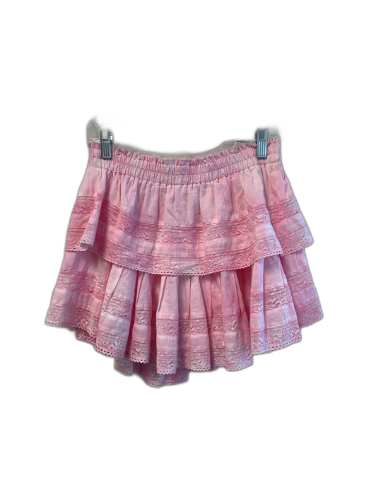 Love Shack Fancy Size P Pink Cotton Gauze Lace Tiered Above Knee Skirt Pink / P