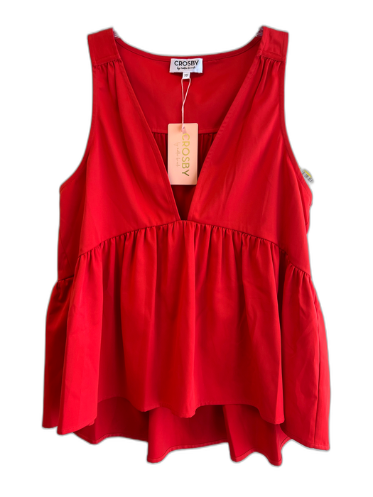 Crosby Size XS Red Polyester V Neck Sleeveless Flare Top Red / XS