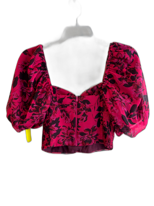Amanda Uprichard Size XS Magenta & Black Polyester Structured Off Shoulder Top Magenta & Black / XS