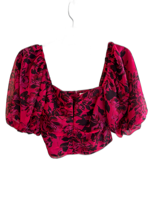 Amanda Uprichard Size XS Magenta & Black Polyester Structured Off Shoulder Top Magenta & Black / XS