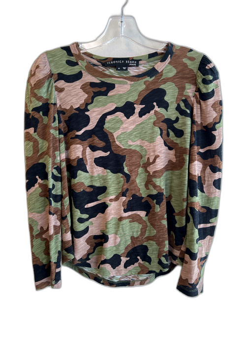 Veronica Beard Jeans Size XS Army Green Pima Cotton Camo Boat Neck Top Army Green / XS