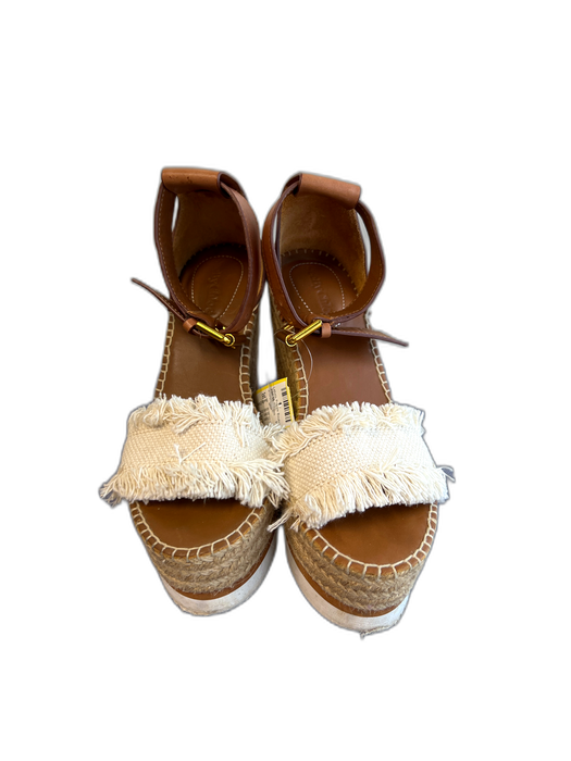 SeeByChloe Shoe Size 36 Brown Leather Espadrille Open Toe Ankle Strap Shoes Brown / 36