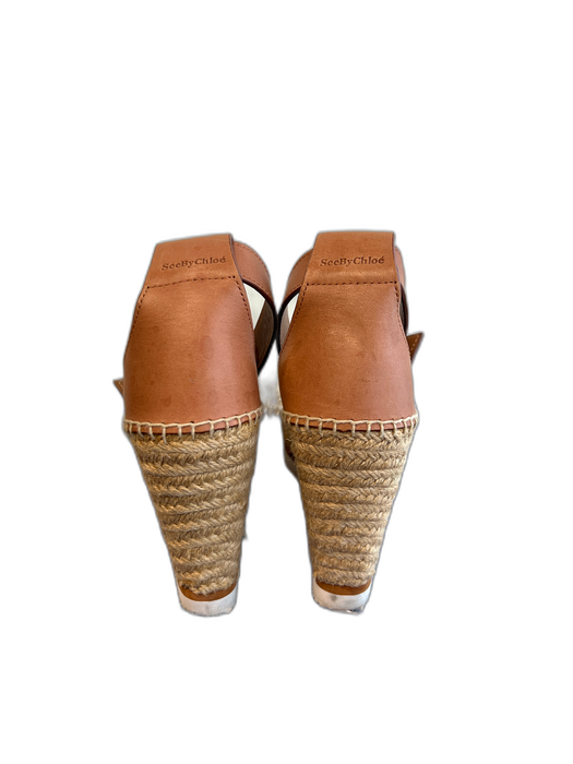 SeeByChloe Shoe Size 36 Brown Leather Espadrille Open Toe Ankle Strap Shoes Brown / 36