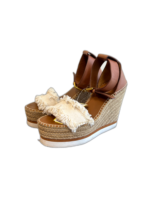 SeeByChloe Shoe Size 36 Brown Leather Espadrille Open Toe Ankle Strap Shoes Brown / 36