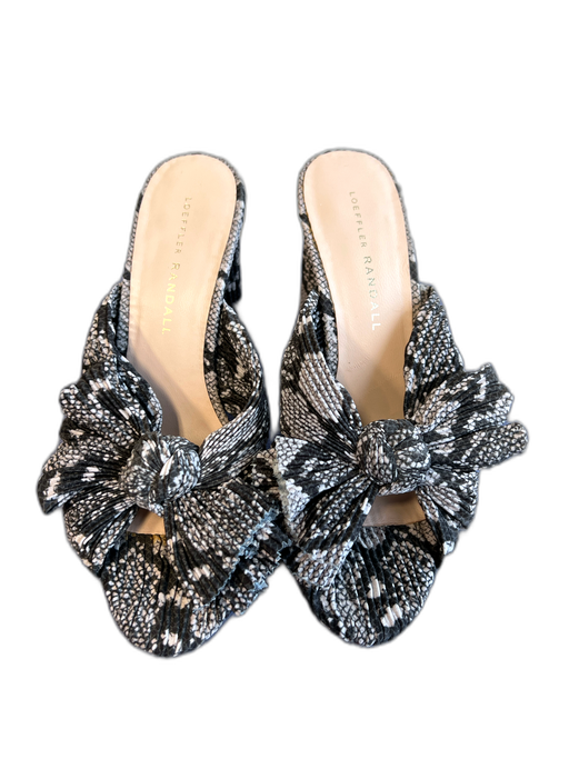 Loeffler Randall Shoe Size 6 Grey fabric upper open toe Bow Detail Shoes Grey / 6