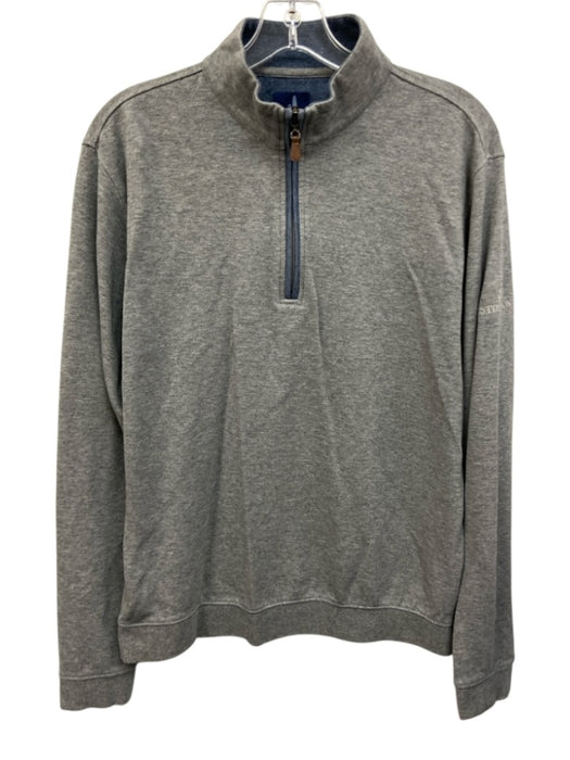 Johnnie O Size M Gray Cotton Blend Solid Quarter Zip Men's Long Sleeve Shirt Gray / M