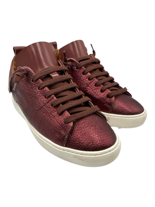 Esse Ut Esse Shoe Size 35 Wine Red Leather Lace Up & Grommets Sneaker Shoes Wine Red / 35