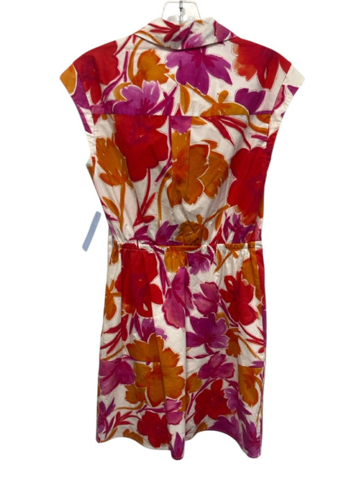 Milly Size 0 Red, Orange, Purple Cotton Sleeveless Floral Print Collar Dress Red, Orange, Purple / 0