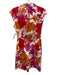 Milly Size 0 Red, Orange, Purple Cotton Sleeveless Floral Print Collar Dress Red, Orange, Purple / 0