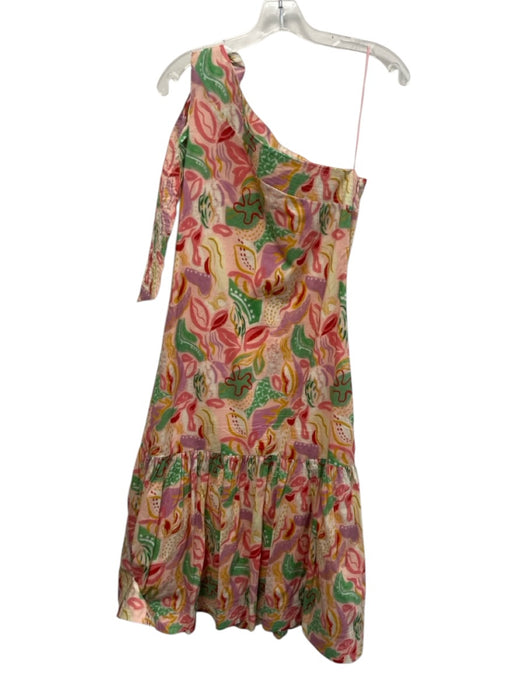 Hyacinth House Size XS Pink, Green, Multi Cotton One Shoulder Scribble Dress Pink, Green, Multi / XS
