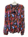 Paige Size S Black & Multi Silk Floral Long Balloon Sleeve Button Up Top Black & Multi / S