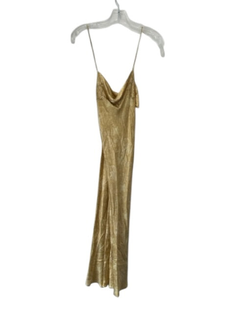 Josie Natori Size XS Yellow & White Silk Spaghetti Strap Criss Cross Back Dress Yellow & White / XS