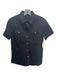 Theory Size S Black Linen Blend Collared Button Up Short Sleeve Top Black / S