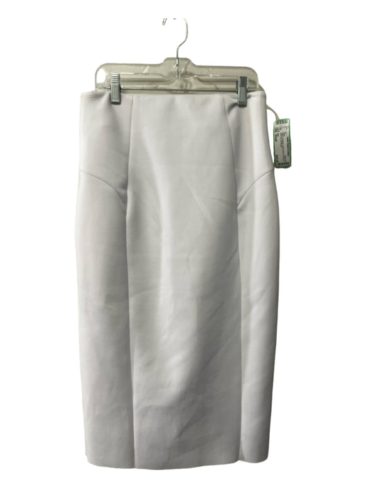 Milly Size Small White Polyester Pencil Below the Knee Back Zip Skirt White / Small
