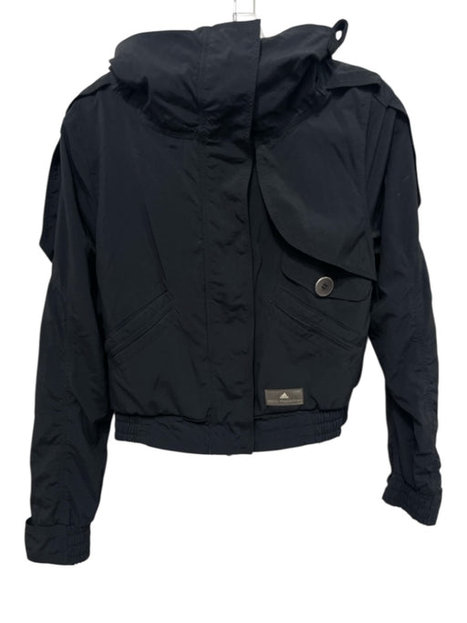 Adidas X Stella McCartney Size S Black Nylon Zip & Button Pockets hood Jacket Black / S