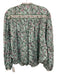Isabel Marant Etoile Size 38 Aqua Blue & Multi Cotton Floral Button Front Top Aqua Blue & Multi / 38