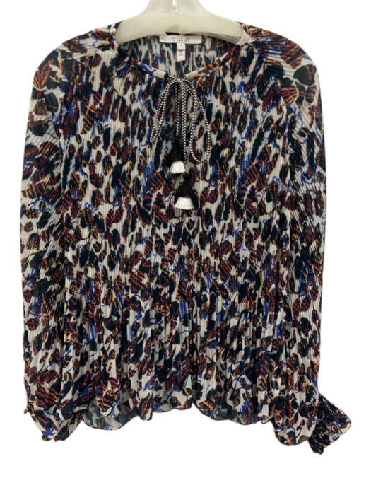 Derek Lam 10 Crosby Size 8 Cream White & Multi Polyester Abstract Print Top Cream White & Multi / 8