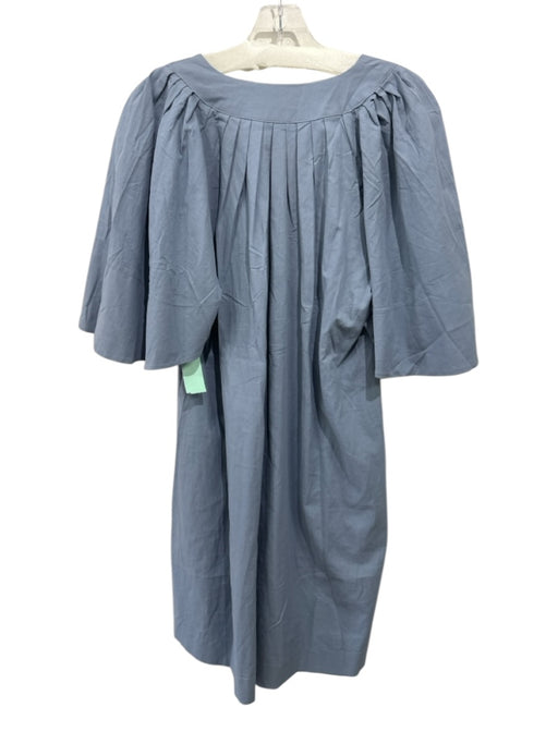 Pomander Place Size XS Blue Cotton Pleated Detail babydoll Split V neck Dress Blue / XS