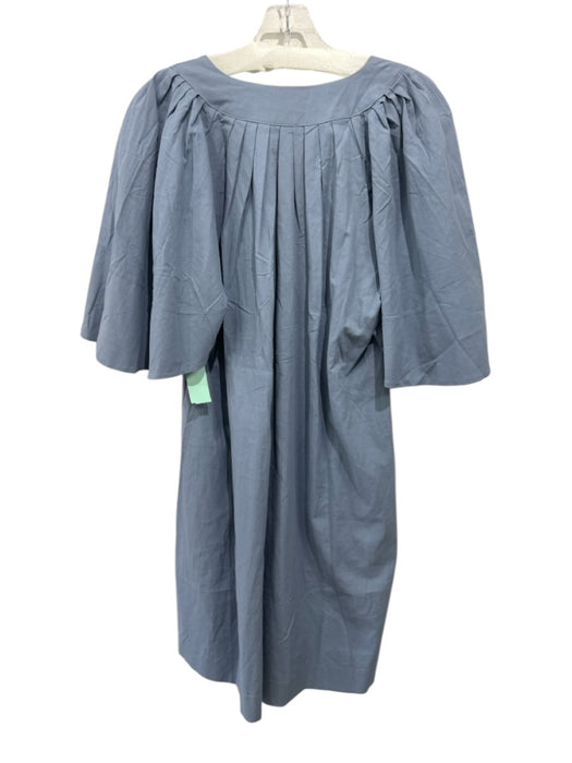 Pomander Place Size XS Blue Cotton Pleated Detail babydoll Split V neck Dress Blue / XS