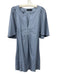Pomander Place Size XS Blue Cotton Pleated Detail babydoll Split V neck Dress Blue / XS