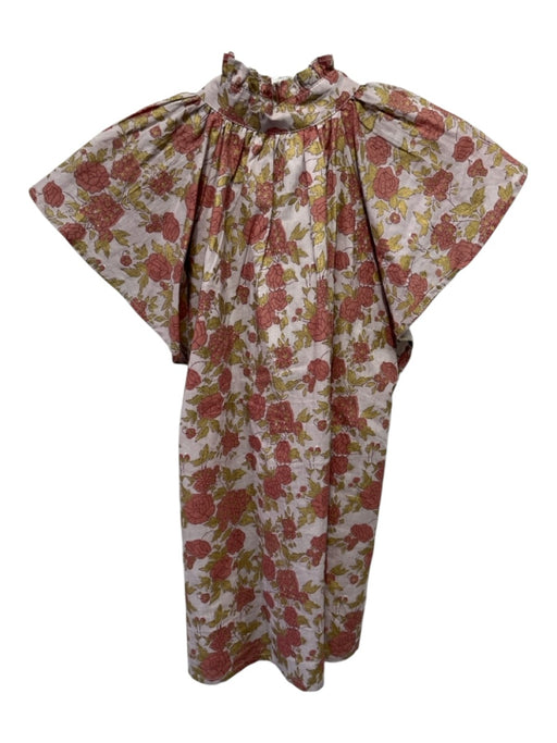 Victoria Dunn Size XS Rose Pink & Gold Cotton Block Printed Floral Top Rose Pink & Gold / XS