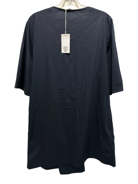 COS Size 8 Navy Blue Cotton 1/2 Sleeve Wrap Front Asymmetrical Dress Navy Blue / 8