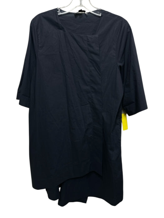 COS Size 8 Navy Blue Cotton 1/2 Sleeve Wrap Front Asymmetrical Dress Navy Blue / 8