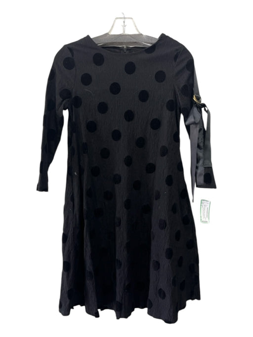 CAARA Size S Black Polyester Buckle Polka Dot Velvet Accent Bow Dress Black / S