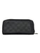 Louis Vuitton Black Leather Damier embossed Zip Around Wallets Black