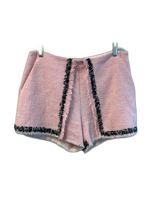 MSGM Size 42 Pink Cotton Tweed Overlap Front Side Zip High Rise Shorts Pink / 42