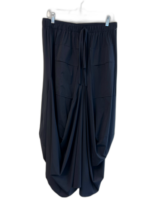 Ruti Size M Black Nylon Elastic Waist Pockets Bunched Mid Calf Skirt Black / M