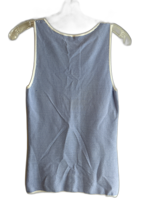 Etcetera Size XS Blue & White Rayon & Nylon Sleeveless Striped V Neck Top Blue & White / XS