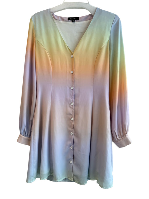 Lea & Viola Size Medium Multi Polyester Button Down Long Sleeve Above knee Dress Multi / Medium