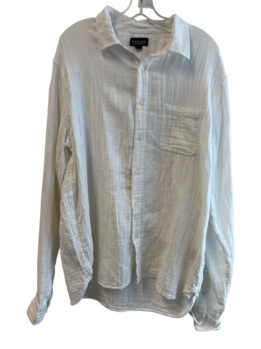 Velvet Size XL White Cotton Pocket Button Down Collared Gauze Top White / XL