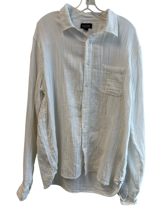 Velvet Size XL White Cotton Pocket Button Down Collared Gauze Top White / XL