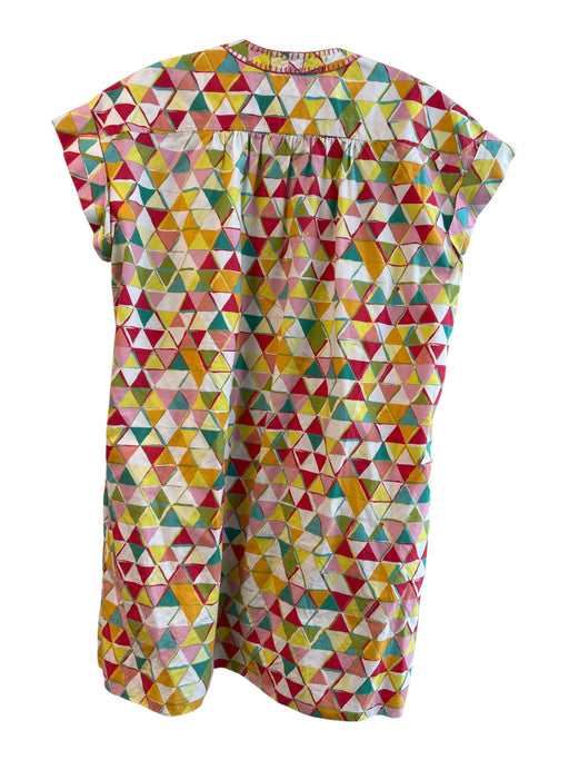 Saloni Size 4 Multi Cotton V Neck Stich Detail Cap Sleeve Geometric Print Dress Multi / 4