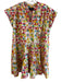 Saloni Size 4 Multi Cotton V Neck Stich Detail Cap Sleeve Geometric Print Dress Multi / 4