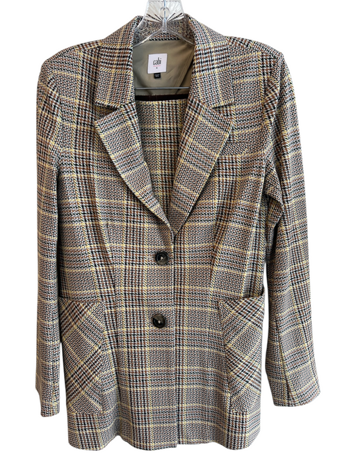 Cabi Size Mixed Brown & Multi Nylon Blend Plaid Lapel Blazer Skirt Set Brown & Multi / Mixed