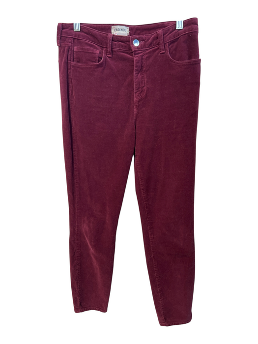 L'agence Size 29 Burgundy Cotton Blend Corduroy Mid Rise Zip Fly Pants Burgundy / 29