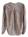 Rebecca Taylor Size 4 Brown Silk Round Neck Button Down Long Sleeve Abstract Top Brown / 4