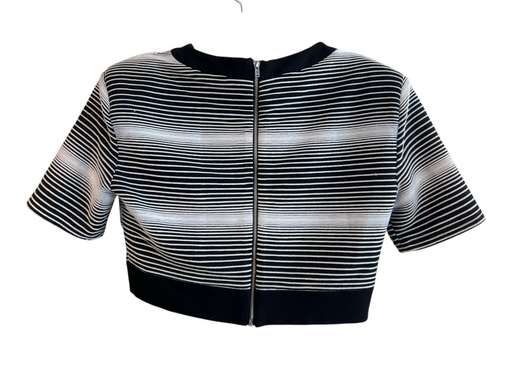 Elliatt Size S Black & White Polyester Blend Round Neck Back Zip Stripe Top Black & White / S