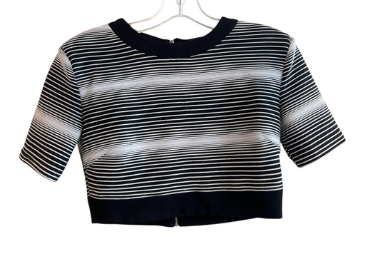 Elliatt Size S Black & White Polyester Blend Round Neck Back Zip Stripe Top Black & White / S