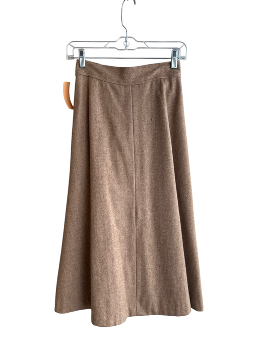 Foxrun Size 6 Brown No Fabric Tag Wool Button Front Pleated Ankle Length Skirt Brown / 6
